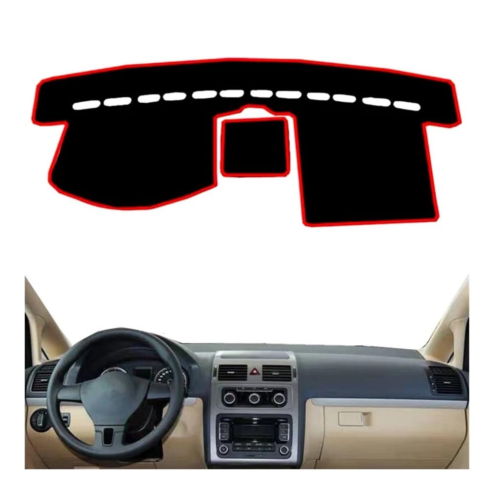 Auto Dashboard Abckung Matte Auto Dashboard Abdeckung Pad Matte Dash Board Teppich Sonnenschirm Schützen Teppich Für V&W Für T&ouran 2003 2004 2005 2006 2007 2008 2009 2010-2016(Left Hand Drive,Red Ed von MLTLKPPVNG