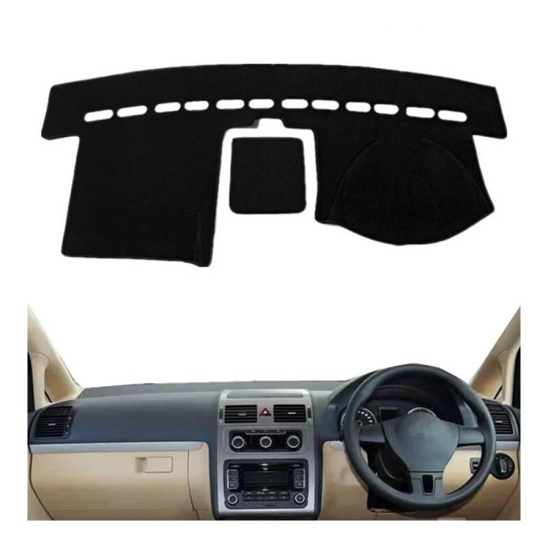 Auto Dashboard Abckung Matte Auto Dashboard Abdeckung Pad Matte Dash Board Teppich Sonnenschirm Schützen Teppich Für V&W Für T&ouran 2003 2004 2005 2006 2007 2008 2009 2010-2016(Right Hand Drive,Black von MLTLKPPVNG