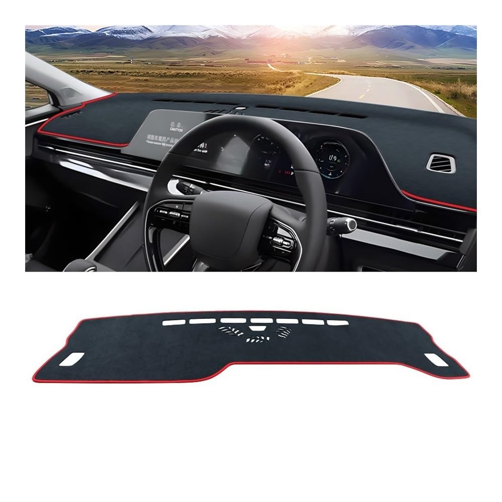 Auto Dashboard Abckung Matte Auto Dashboard Abdeckung Sonnenschutz Matten Vermeiden Licht Pads Fall Instrument Panel Teppiche Für Chery Für Omoda 5 C5 2022 2023 2024(RHD Black Red) von MLTLKPPVNG