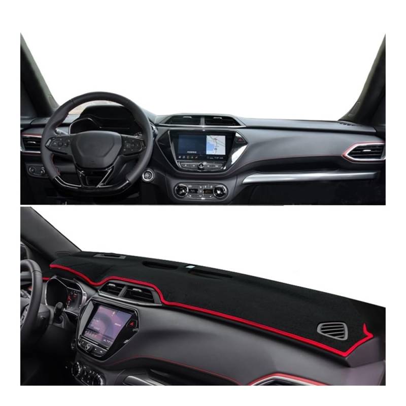 Auto Dashboard Abckung Matte Auto Dashboard Abdeckung Vermeiden Licht Pad Sonnenschutz Matte Non-Slip Fall Teppiche Für Chevr&olet Für Trailblazer RG 2020 2021 2022 2023(Red With HUD) von MLTLKPPVNG