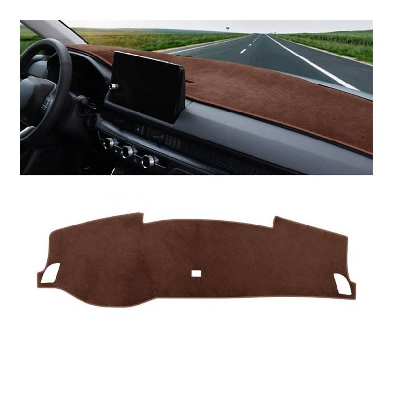 Auto Dashboard Abckung Matte Auto Dashboard Abdeckung Vermeiden Licht Pads Sonnenschutz Matten Rutschfeste Fall Instrument Panel Teppiche Für Hon┐da Für CR-V Für CRV 6th 2023 2024(NO HUD Brown) von MLTLKPPVNG