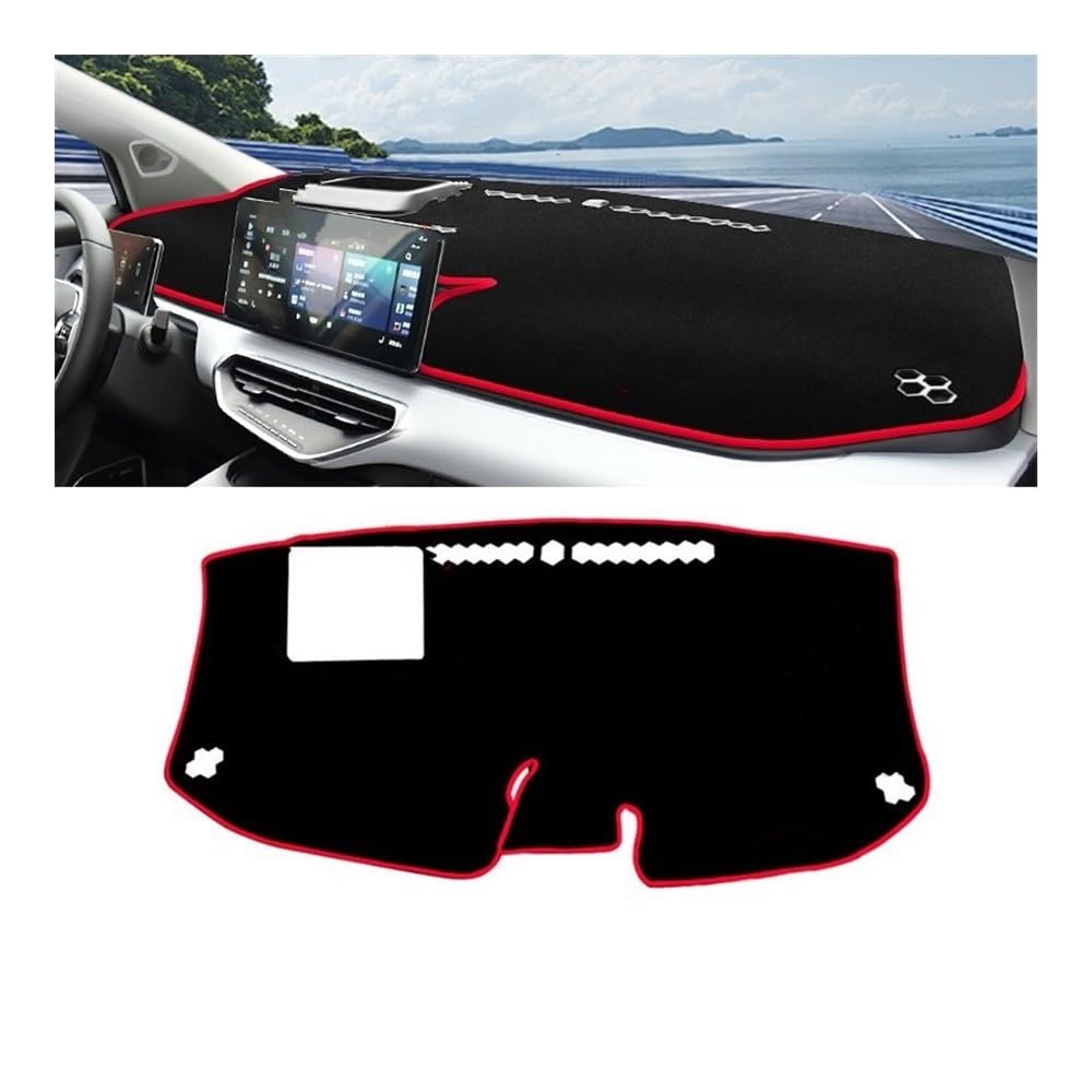 Auto Dashboard Abckung Matte Auto Dashboard Instrument Abdeckung Matte Sonnenschutz Pad Non-slip Fall Teppich Schutz Für Geely Für Geometrie C 2020 2021 2022(A With HUD Red) von MLTLKPPVNG