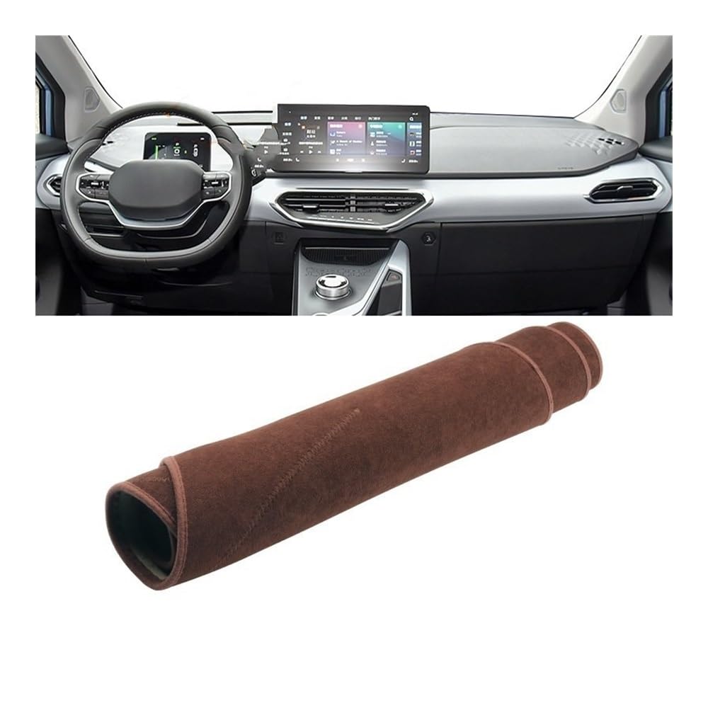 Auto Dashboard Abckung Matte Auto Dashboard Instrument Abdeckung Matte Sonnenschutz Pad Non-slip Fall Teppich Schutz Für Geely Für Geometrie C 2020 2021 2022(B With HUD Brown) von MLTLKPPVNG