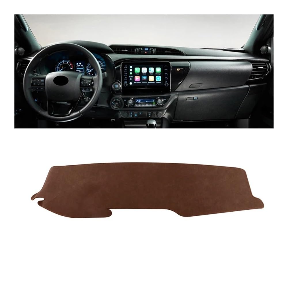 Auto Dashboard Abckung Matte Auto Dashboard Instrument Abdeckung Pads Sonnenschutz Matten Teppiche Für Toy&ota Für Hilux 2015 2016 2017 2018 2019 2020 2021 2022 2023(LHD Brown) von MLTLKPPVNG