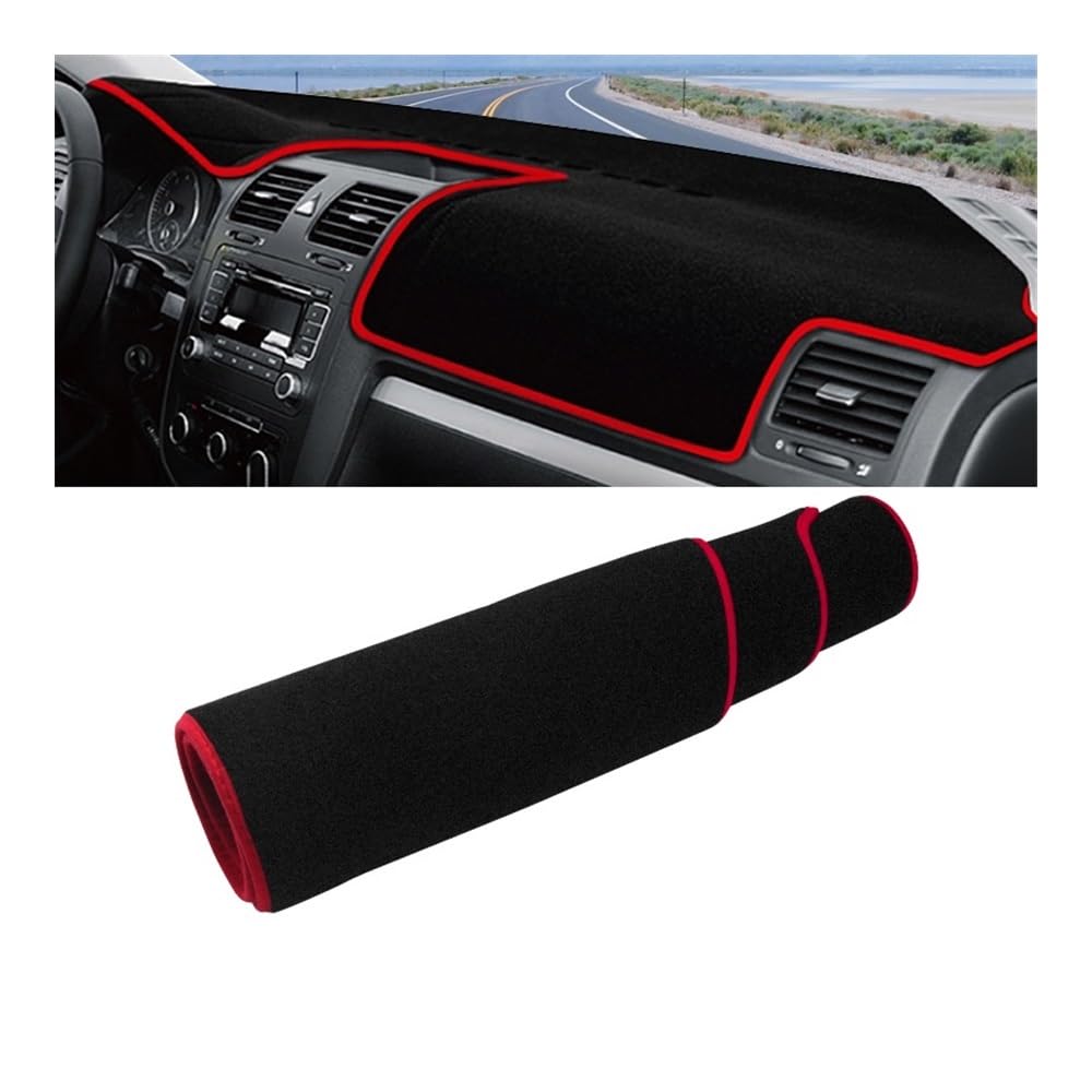 Auto Dashboard Abckung Matte Auto Dashboard Instrument Panel Teppiche Abdeckung Anti-Slip Schutzhülle Für V&W Für Jetta A5 MK5 2006 2007 2008 2009 2010(Red Side) von MLTLKPPVNG