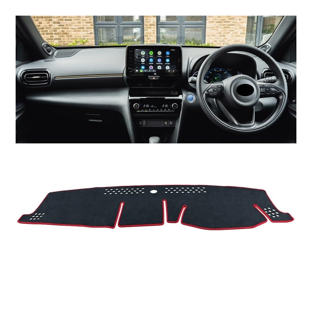 Auto Dashboard Abckung Matte Auto Dashboard Teppiche Vermeiden Licht Abdeckung Sonnenschutz Pad Für Toy&ota Für Yaris Cross XP210 2020 2021 2022 2023 2024(RHD Black Red) von MLTLKPPVNG