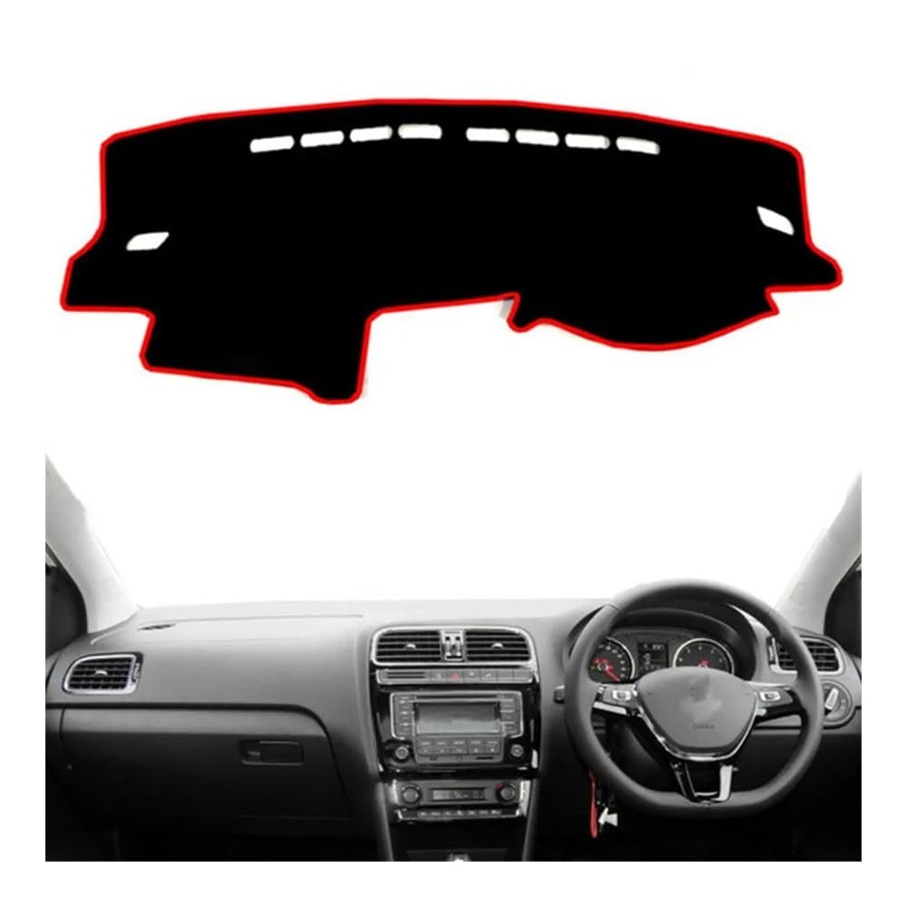 Auto Dashboard Abckung Matte Auto Dashmat Dashboard Abdeckung Matte Pad Sonnenschutz Schützen Teppich Teppich Für V&W Für POLO MK5 2009 2010 2011 2012-2017(Right Hand Drive,Red Edge) von MLTLKPPVNG