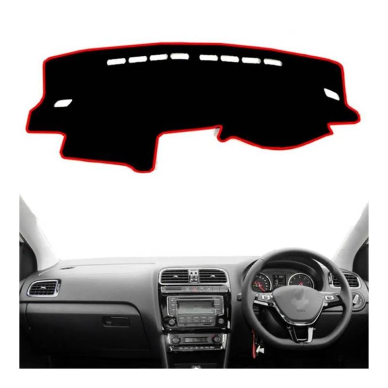 Auto Dashboard Abckung Matte Auto Dashmat Dashboard Abdeckung Matte Pad Sonnenschutz Schützen Teppich Teppich Für V&W Für POLO MK5 2009 2010 2011 2012-2017(Right Hand Drive,Red Edge) von MLTLKPPVNG