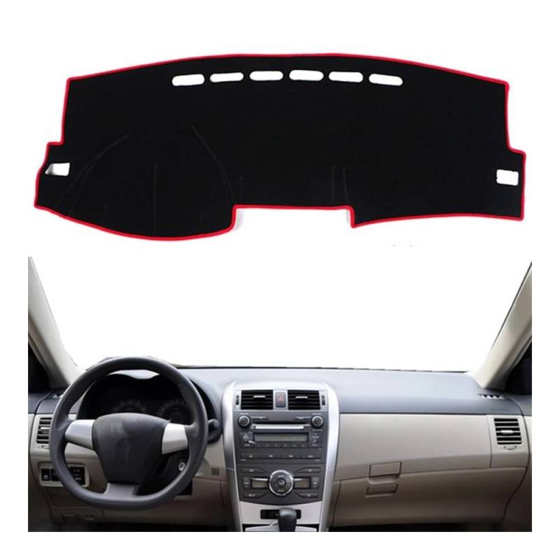 Auto Dashboard Abckung Matte Dashmat Dashboard Abdeckung Matte Pad Sonnenschirm Teppich Teppich Für Toy&ota Für Coro┐lla Axio Feld 2007 2008 2009 2010 2011 2012 2013(Left Hand Drive,Red Edge) von MLTLKPPVNG