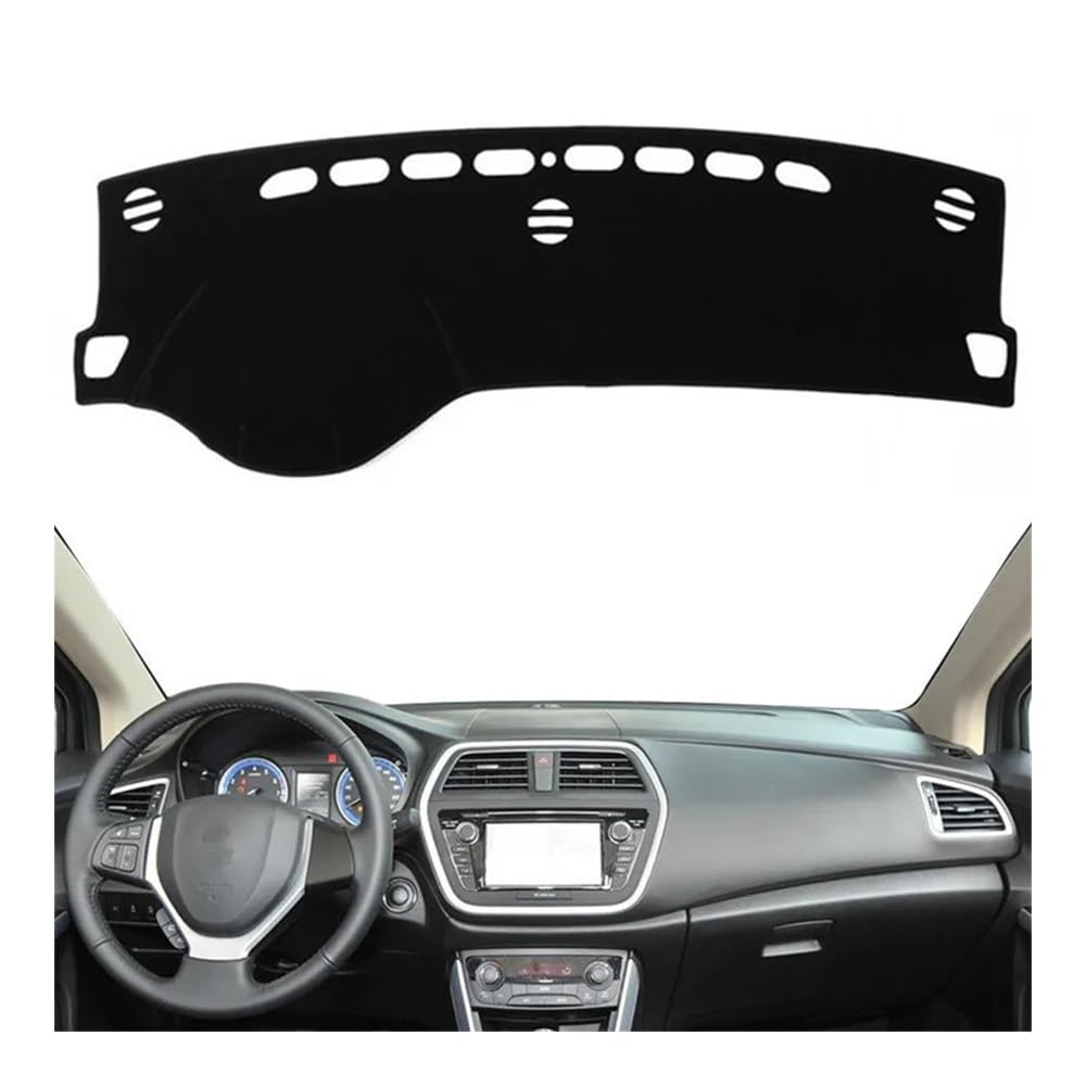 Auto Dashboard Abckung Matte Dashmat Dashboard Cover Pad Matte Anti-Slip Sonnenschirm Schützen Teppich Teppich Auto Für Suzu&ki Für SX4 S-Kreuz 2014 2015 2016 2017 2018 2019(Left Hand Drive,Black Edge von MLTLKPPVNG