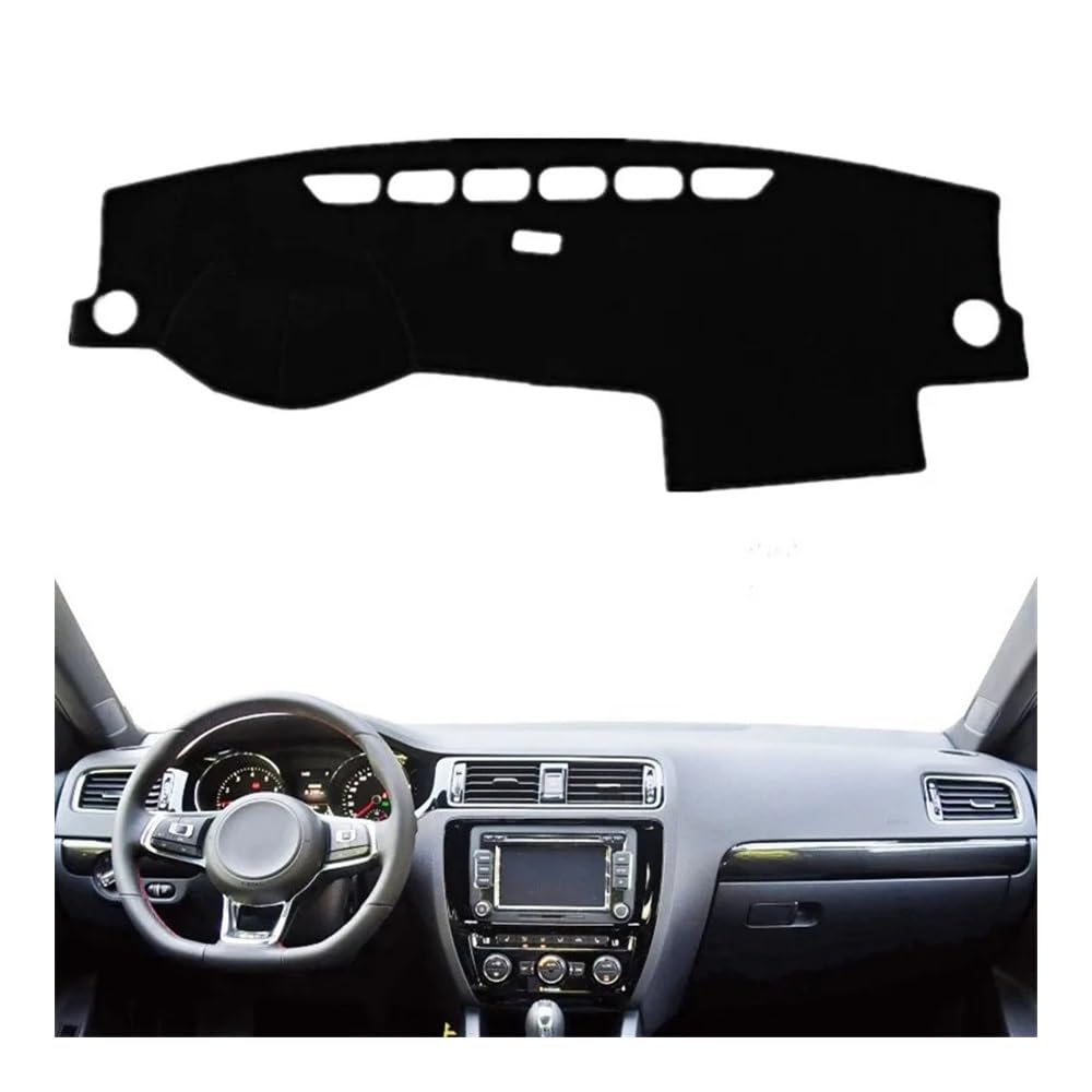 Auto Dashboard Abckung Matte Dashmat Dashboard Cover Pad Matte Sonnenschirm Teppich Für V&W Für Jetta MK6 Vento 2012 2013 2014 2015 2016 2017 2018(Left Hand Drive,Black Edge) von MLTLKPPVNG