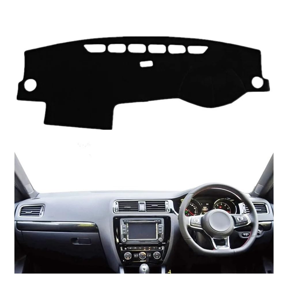 Auto Dashboard Abckung Matte Dashmat Dashboard Cover Pad Matte Sonnenschirm Teppich Für V&W Für Jetta MK6 Vento 2012 2013 2014 2015 2016 2017 2018(Right Hand Drive,Black Edge) von MLTLKPPVNG