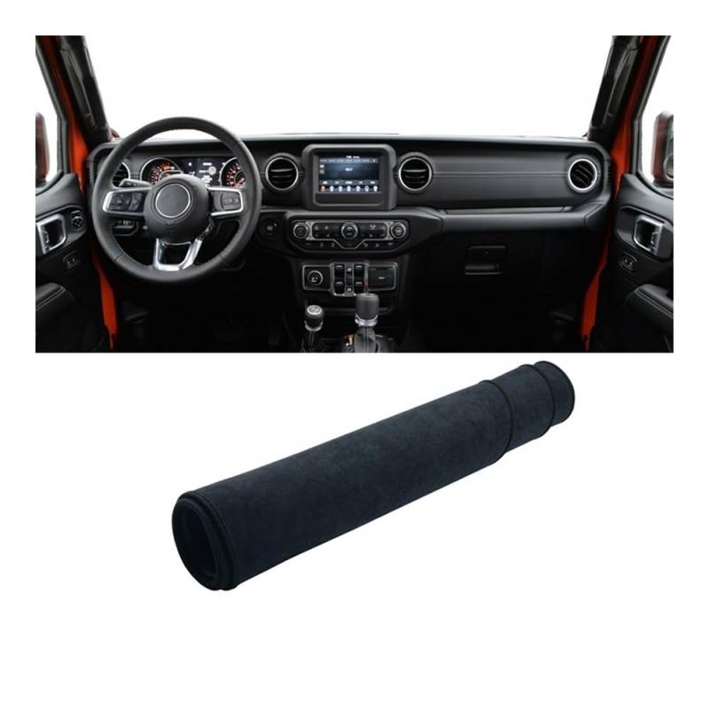 Auto Dashboard Abckung Matte Flanell Auto Dashboard Abdeckung Pad Sonnenschutz Matten Instrument Panel Teppiche Für J&eep Für Wrangler JL 2018 2019 2020 2021 2022 2023 2024(Black LHD) von MLTLKPPVNG