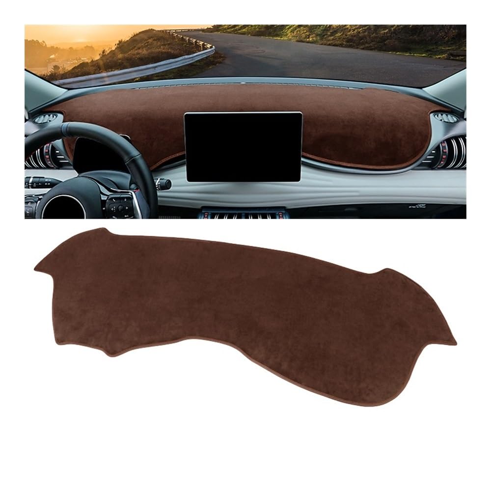 Auto Dashboard Abckung Matte Flanell Auto Dashboard Abdeckung Vermeiden Licht Pads Nicht-Slip Teppiche Innen Für BYD Für Atto 3 Yuan Plus EV 2021 2022 2023(LHD Brown) von MLTLKPPVNG