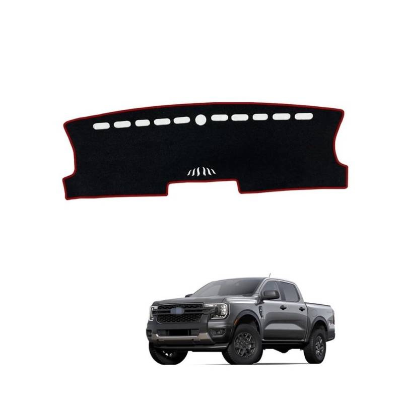 Auto Dashboard Abckung Matte Für For&d Für Ranger Für 2023 2024 2025 Auto Dashboard Matte Dash Mat Dashmat Sonnenschirm Schutz Teppich(RHD BLACK RED LOGO) von MLTLKPPVNG