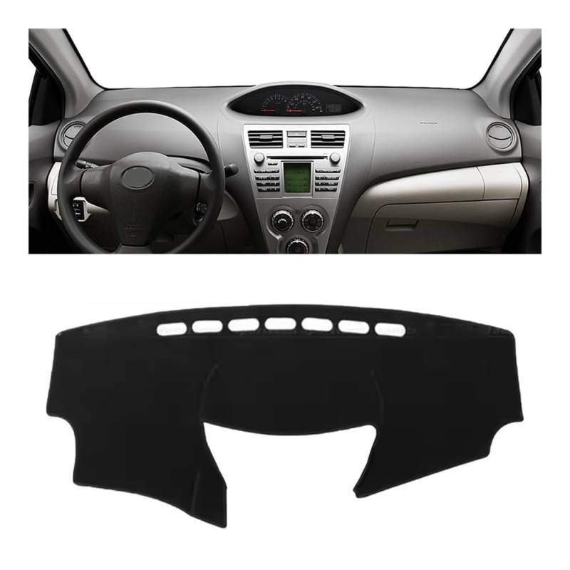 Auto Dashboard Abckung Matte Für Toy&ota Für Vios Yaris Belta Soluna XP90 2008-2013 Auto Dashboard Mat Dash Mat Dashmat Sonnenschirm Schutz Teppich(BLACK LHD) von MLTLKPPVNG