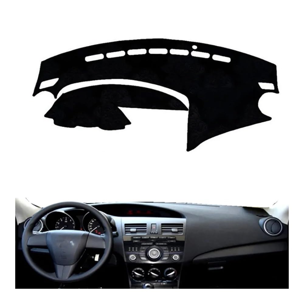 Auto Dashboard Abckung Matte M3 BL Auto Dashmat Dashboard Abdeckung Matte Pad Sonnenschirm Schützen Kissen Teppich Für Maz&da 3 Axela 2009 2010 2011 2012 2013(Left Hand Drive,Black Edge) von MLTLKPPVNG