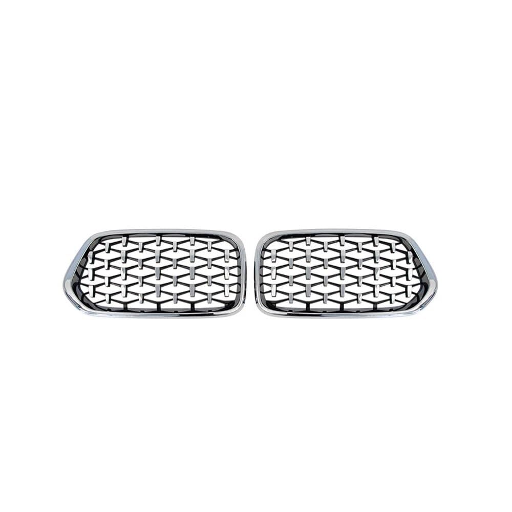 MLTLKPPVNG 1 Paar Links Rechts Vorne Diamant-Nierengrill Racing-Gitter Glänzend Schwarz Für BM&W Für X2 F39 2018 2019 2020 2021 Meteor-Stil Nieren Kühlergrill(Silver) von MLTLKPPVNG