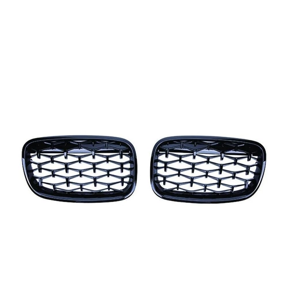 MLTLKPPVNG 2PCS Auto Racing Grills Diamant Nieren Grille Für BM&W Für X5 X6 E70 E71 2006-2012 2013 Chrome Meteor Stil Frontschürze Grill Nieren Kühlergrill(Schwarz glänzend) von MLTLKPPVNG