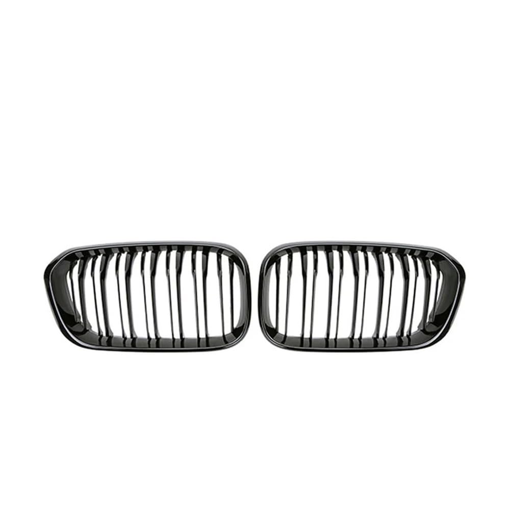 MLTLKPPVNG 2PCS Auto Vorderen Stoßfänger Niere Grills Für BM&W Für F20 F21 LCI 120i 1Serie 2015 2016 2017 Doppel Lamellen Linie Ersatz Grill Racing Grille Nieren Kühlergrill(Glossy Black) von MLTLKPPVNG