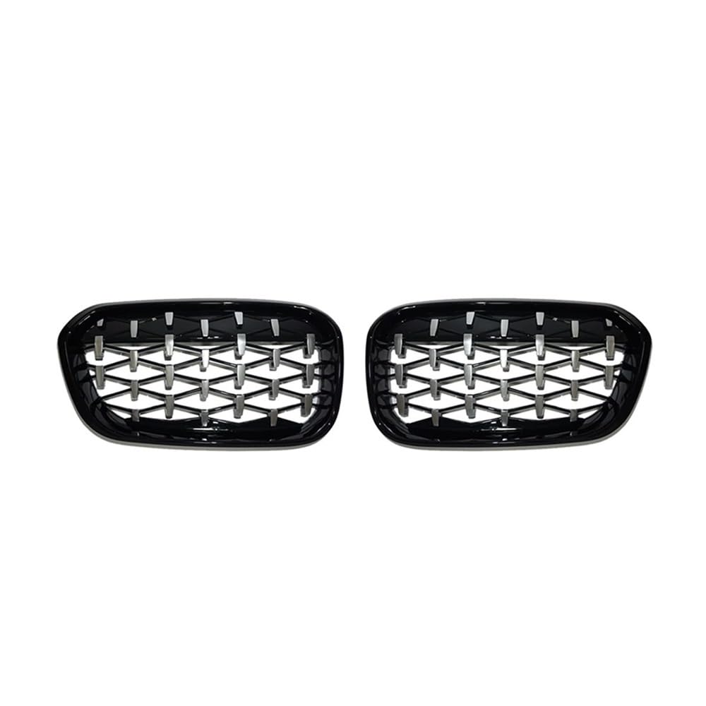 MLTLKPPVNG 2PCS Diamant Niere Racing Grille Für BM&W Für 1 Serie F20 F21 LCI 2016 2017 Meteor Grill Auto Vorderen Stoßfänger Ersatz Nieren Kühlergrill(Black Silver) von MLTLKPPVNG