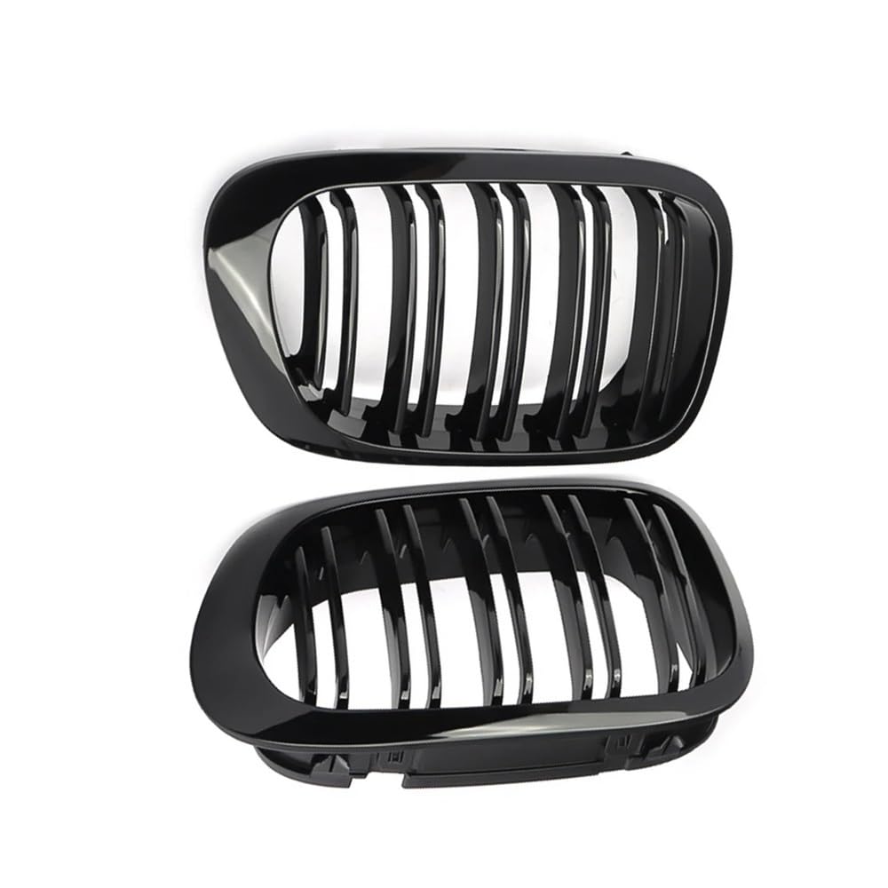 MLTLKPPVNG 2PCS Vorne Mitte Helle Schwarz Haube Grille Grill Niere Racing Gitter Dual Lamellen 2 Linie Für BM&W Für E46 2-tür 1999 2000 2001 2002 Nieren Kühlergrill von MLTLKPPVNG