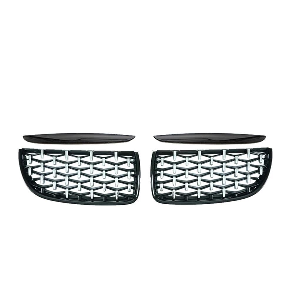 MLTLKPPVNG Auto Front Niere Grille Diamond Racing Grill Für BM&W Für 3 Serie E90 E91 320i 323i 328i 335i 2005 2006 2007 2008 Mesh Meteor Gitter Nieren Kühlergrill(Black Silver) von MLTLKPPVNG