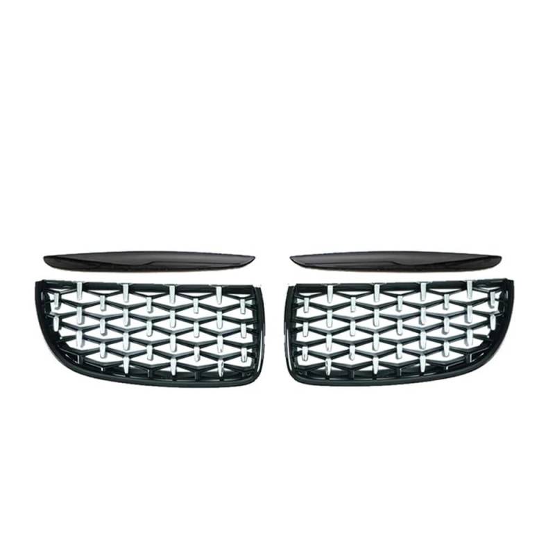 MLTLKPPVNG Auto Front Niere Grille Diamond Racing Grill Für BM&W Für 3 Serie E90 E91 320i 323i 328i 335i 2005 2006 2007 2008 Mesh Meteor Gitter Nieren Kühlergrill(Black Silver) von MLTLKPPVNG