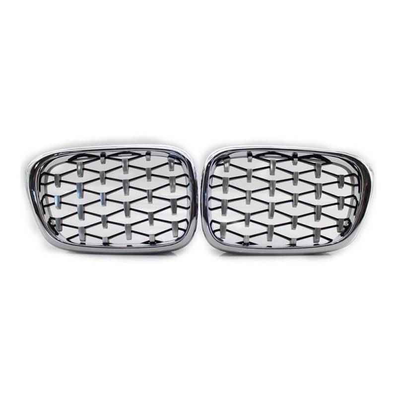 MLTLKPPVNG Auto Front Niere Stoßstange Grille Diamant Grills Meteor Stil Racing Grills Für BM&W E39 5-Serie 525i 528i 530i 1999 2000 2001 2002 2003 Nieren Kühlergrill(All Silver) von MLTLKPPVNG