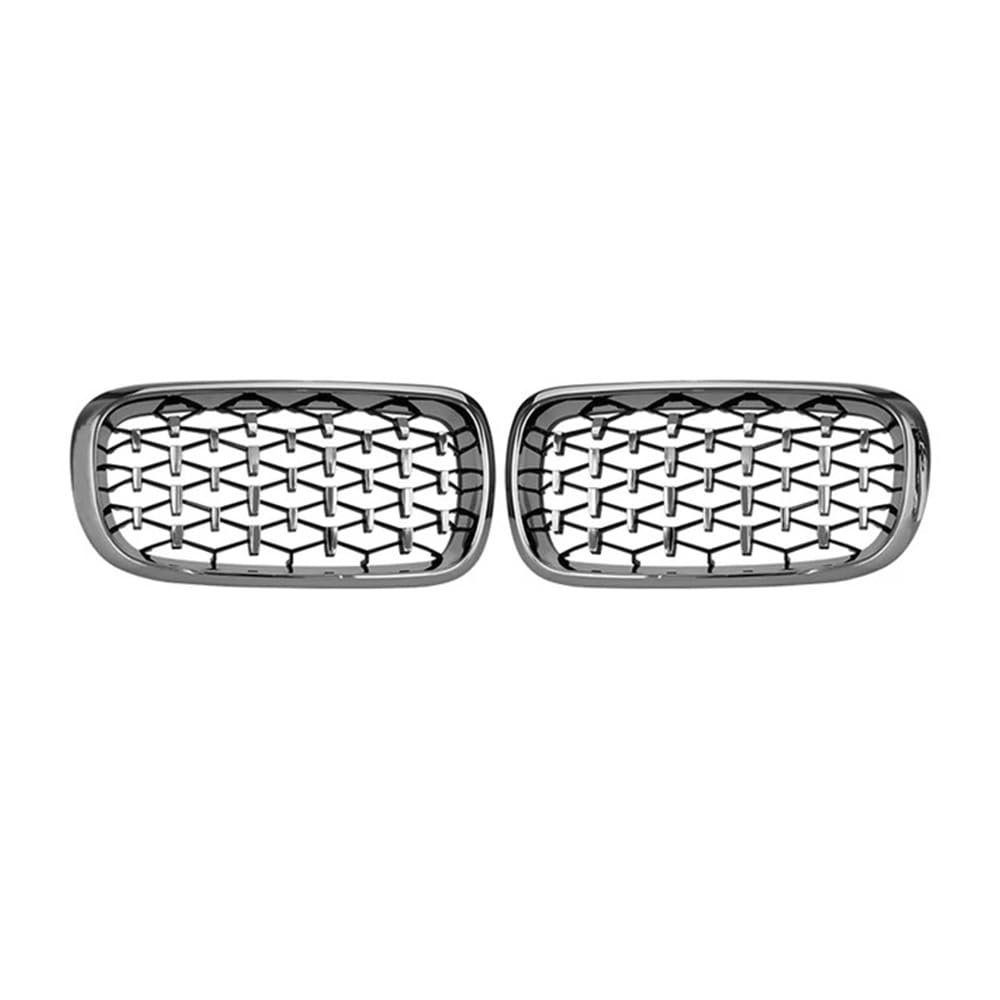 MLTLKPPVNG Diamant Auto Front Hood Nierengrill Stoßstange Schwarz Silber Racing Grill Für BM&W Für F15 X5 F16 X6 2014 2015 2016 2017 Auto ABS Grille Nieren Kühlergrill(Full Silver) von MLTLKPPVNG