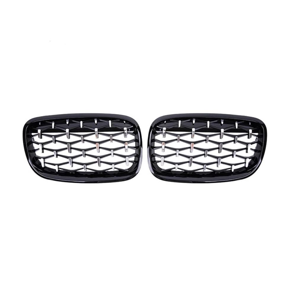 MLTLKPPVNG Diamant-Nierengitter Renngrills Auto-Frontgrills Kühlergrills Im Car-Styling-Stil Für BM&W Für X5 X6 E70 E71 2008-2013 Ersatz 2PC Nieren Kühlergrill(Black Silver) von MLTLKPPVNG