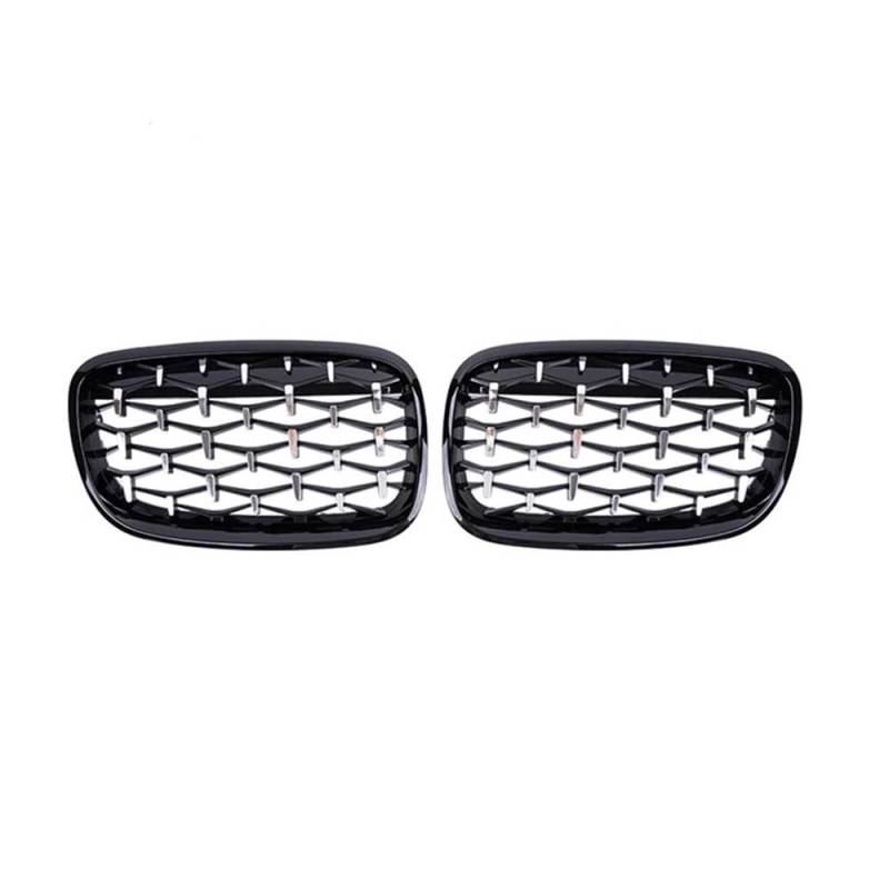 MLTLKPPVNG Diamant-Nierengitter Renngrills Auto-Frontgrills Kühlergrills Im Car-Styling-Stil Für BM&W Für X5 X6 E70 E71 2008-2013 Ersatz 2PC Nieren Kühlergrill(Black Silver) von MLTLKPPVNG