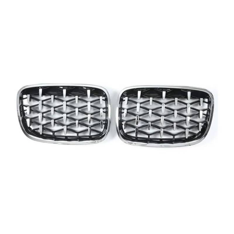 MLTLKPPVNG Diamant-Nierengitter Renngrills Auto-Frontgrills Kühlergrills Im Car-Styling-Stil Für BM&W Für X5 X6 E70 E71 2008-2013 Ersatz 2PC Nieren Kühlergrill(Silver) von MLTLKPPVNG