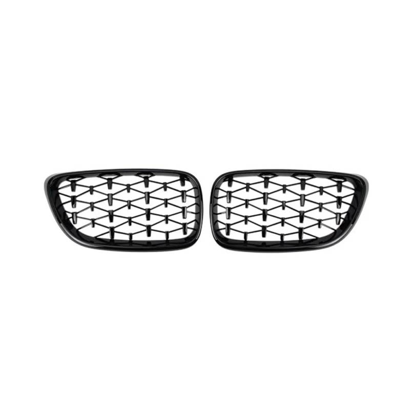 MLTLKPPVNG Diamond Car Front Niere Grill Racing Grill Silber Grills Glanz Schwarz Gitter Für BM&W Für 2 Serie F22 F23 F87 M2 2014-2017 2018 2019 Nieren Kühlergrill(Schwarz glänzend) von MLTLKPPVNG