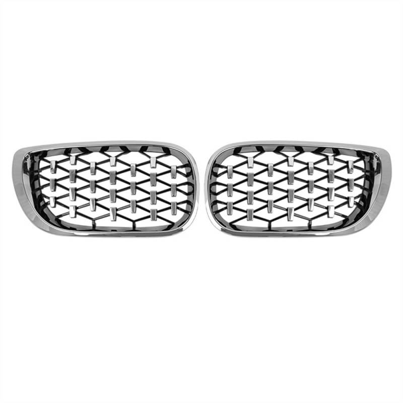 MLTLKPPVNG Für BM&W 3 Serie E46 318i 320i 325i Auto Front Niere Grills Diamant Grille Racing Grill 4 Tür 2002-2005 Auto ABS Styling Nieren Kühlergrill(All Silver) von MLTLKPPVNG