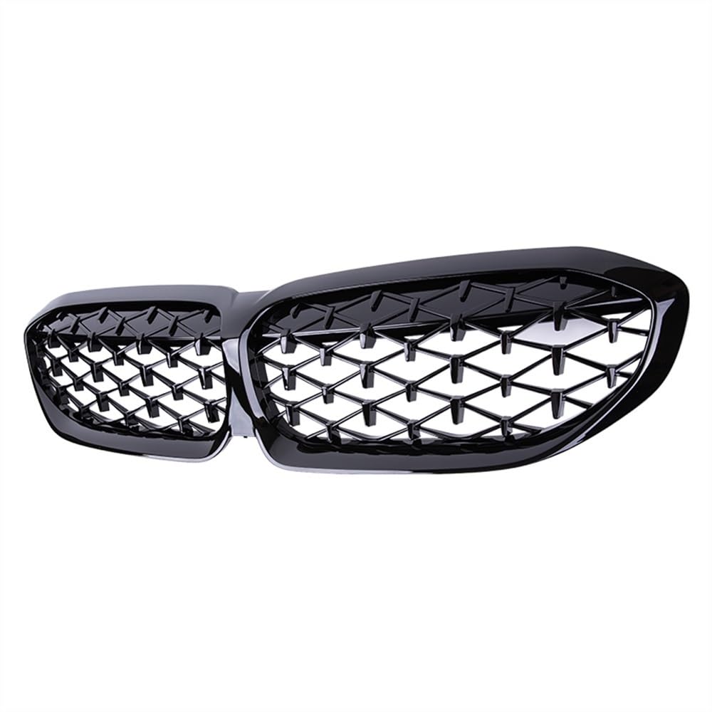 MLTLKPPVNG Für BM&W 3 Serie G20 G21 330i M3 340i 2019 2020 2021 2022 ABS Auto Diamant Auto Vorderen Stoßfänger Niere Grill Racing Grille Nieren Kühlergrill(Schwarz glänzend) von MLTLKPPVNG