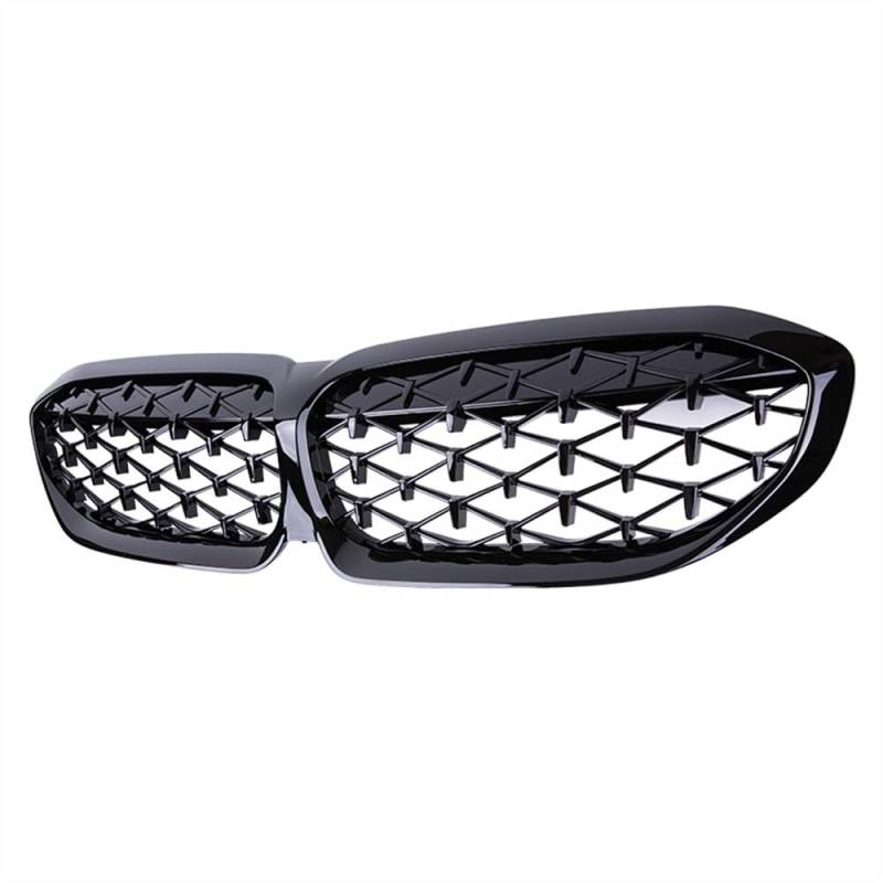 MLTLKPPVNG Für BM&W 3 Serie G20 G21 330i M3 340i 2019 2020 2021 2022 ABS Auto Diamant Auto Vorderen Stoßfänger Niere Grill Racing Grille Nieren Kühlergrill(Schwarz glänzend) von MLTLKPPVNG