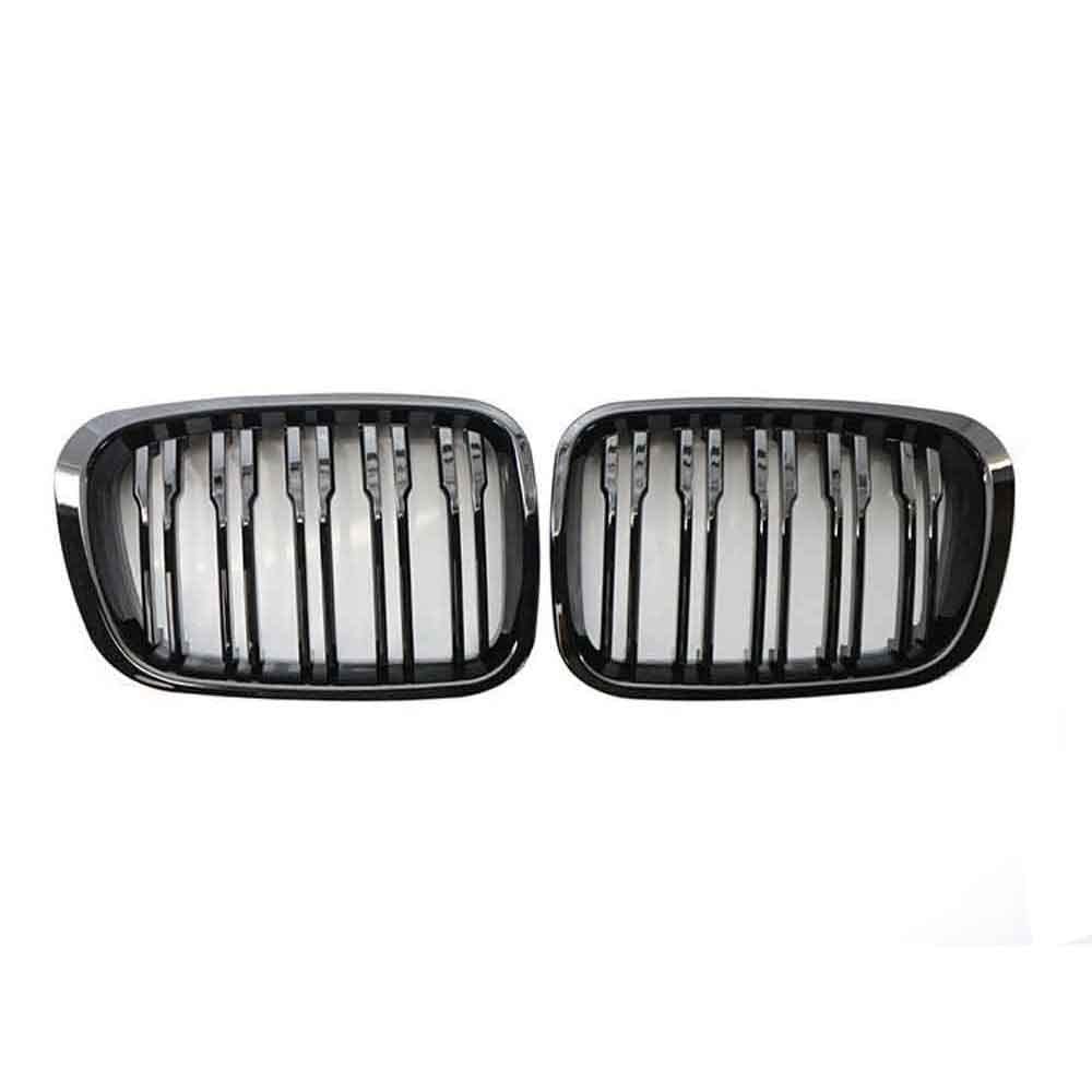 MLTLKPPVNG Für BM&W E46 3 Serie 1998 1999 2000 2001 Auto Styling Doppel-Linie Matte Schwarz Auto ABS Front Stoßstange Kühler Nieren Grille Gril Nieren Kühlergrill(Schwarz glänzend) von MLTLKPPVNG