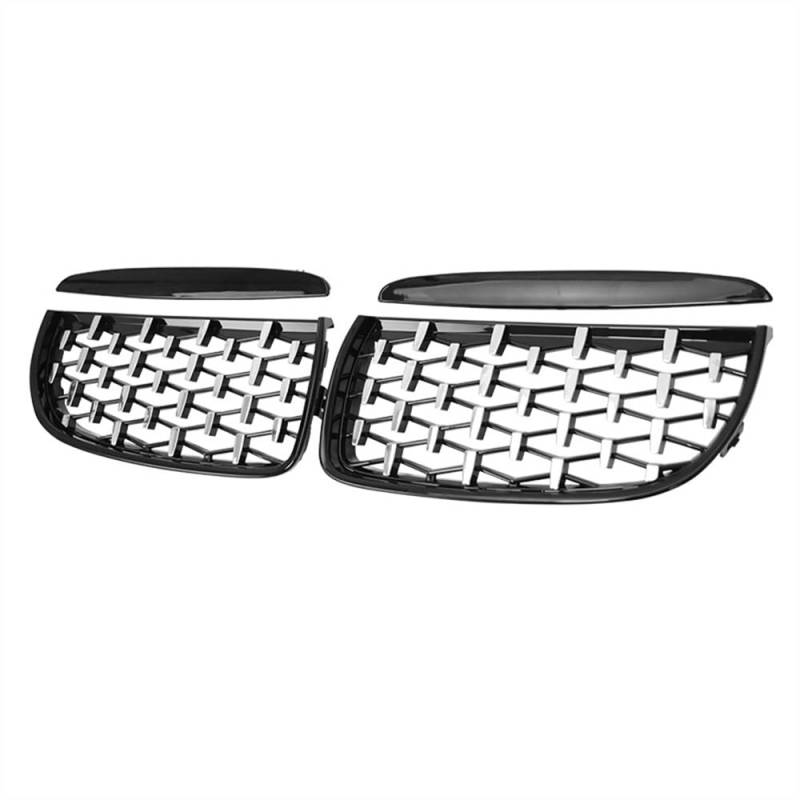 MLTLKPPVNG Für BM&W E90 E91 323I 328I 335I 330I 325I 3 Serie 2005 2006 2007 2008 Auto Front Niere Grille Diamant Stil Grills Racing Grill Nieren Kühlergrill(Black Silver) von MLTLKPPVNG