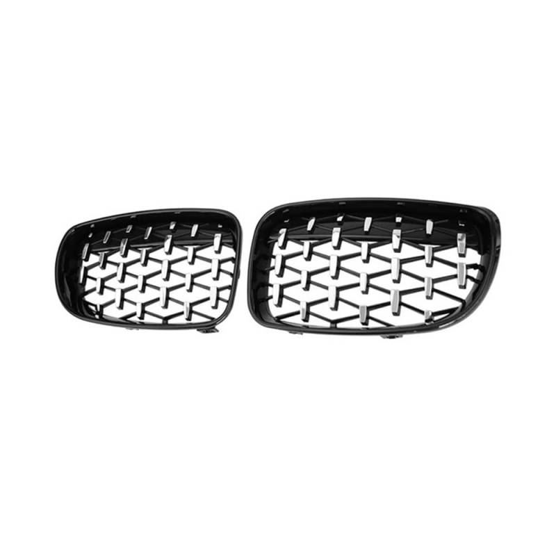 MLTLKPPVNG Für BM&W Für 1 Serie E81 E82 E87 E88 128I 130I 135I 2007-2011 Auto Diamant Grill Vorne Niere Stoßstange Gitter Racing Grill Grille Nieren Kühlergrill(Black Silver) von MLTLKPPVNG