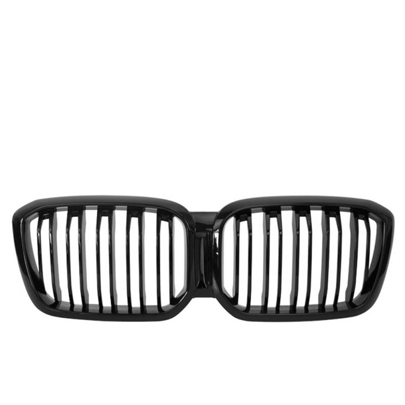 MLTLKPPVNG Für BM&W X3 G01 X4 G02 2022 2023 Dual Line Racing Grille Glanz Schwarz Grills ABS Front Stoßstange Haube Niere Grill Nieren Kühlergrill(None Hole) von MLTLKPPVNG