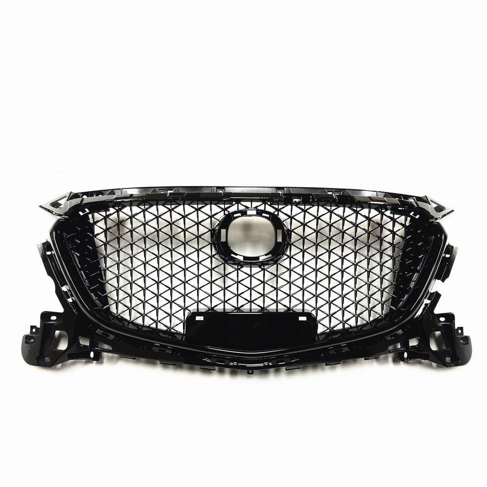 MLTLKPPVNG Für Maz&da 3 Axela 2017 2018 Frontgrill Racing Grill Glänzend Schwarz Auto Oberen Stoßfänger Ansaughaube Mesh Waben Stil Nieren Kühlergrill von MLTLKPPVNG