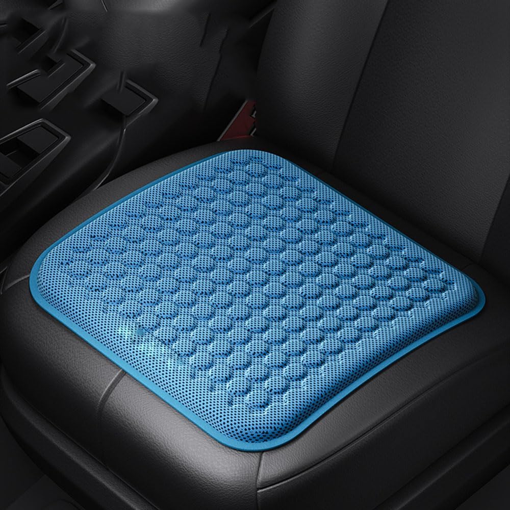 Auto Gel-Sitzkissen für 2012-2021 Tesla Model S, Sommersitzkissen RüCkenlehne Sitzbezug Atmungsaktiv SchonbezüGe Sitzschoner Zubehör,B/Blue-1pc von MLVVHK