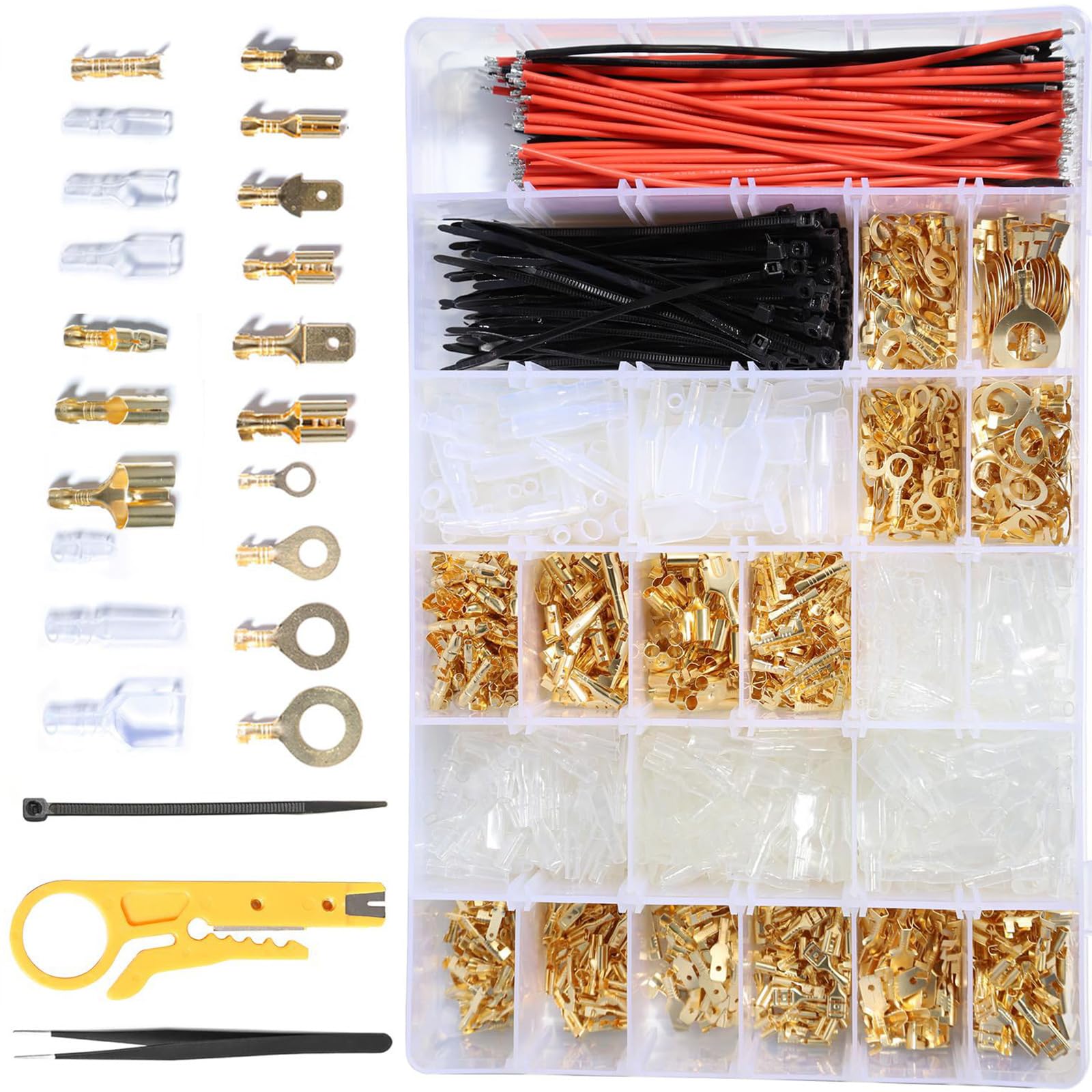 1450pcs Männlicher Weiblicher Spadungsstecker Mit Crimp Terminals Sortiment Multifunktions Spaten Stecker Für Kabelprojekte Set Für Kabelprojekte von MLWSKERTY