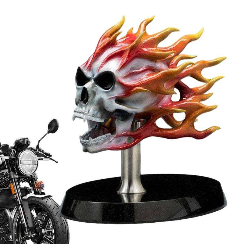 MLqkpwy Skelett-für Motorräder, Skelett-Motorradzubehör - Motorrad Punk Totenkopf Statue - Motorrad-Flammenschädel-Display, einzigartige Motorrad-Punk-Schädelstatue für Männer, Väter von MLqkpwy