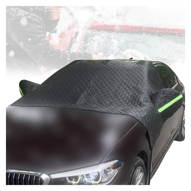 Frontscheibenabdeckung Windschutzscheiben-Schneeschutz mit Zwei Spiegelabdeckungen, Frostschutz for das Auto bei jedem Wetter(Black) von MMDXDLX