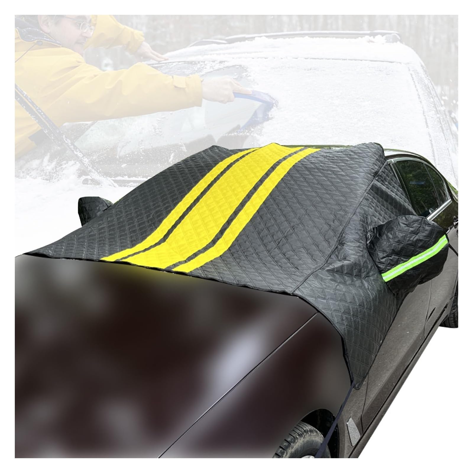 Frontscheibenabdeckung Windschutzscheiben-Schneeschutz mit Zwei Spiegelabdeckungen, Frostschutz for das Auto bei jedem Wetter(Yellow) von MMDXDLX