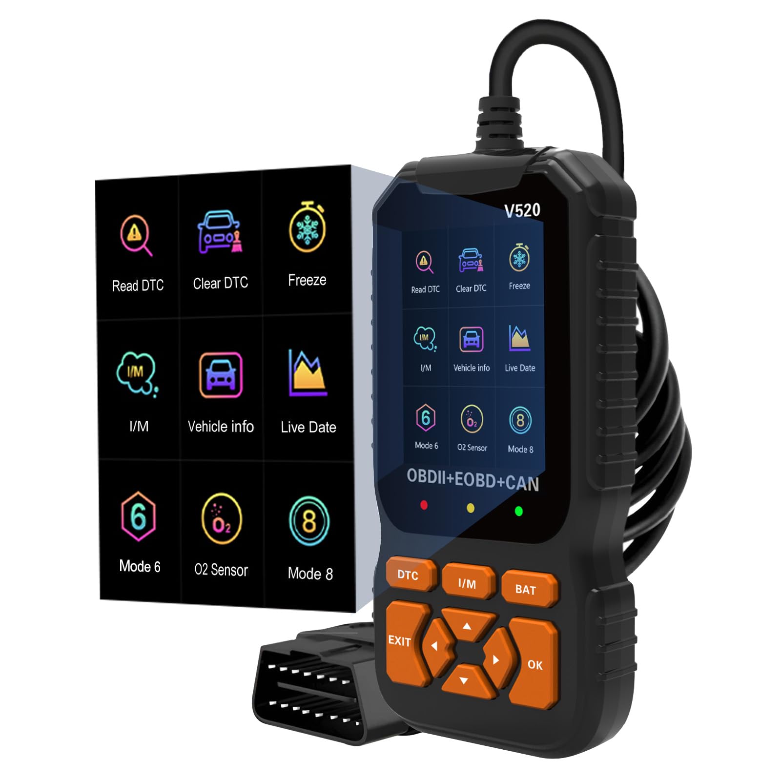 OBD2 Diagnosegerät von MMOBIEL - Check Engine Car Code Reader mit Reset, I/M Bereitschaft, Mode 6 & 8 und mehr - OBDII/EOBD Auslesegerät Auto für alle Fahrzeuge die OBD2-Protokoll Entsprechen von MMOBIEL