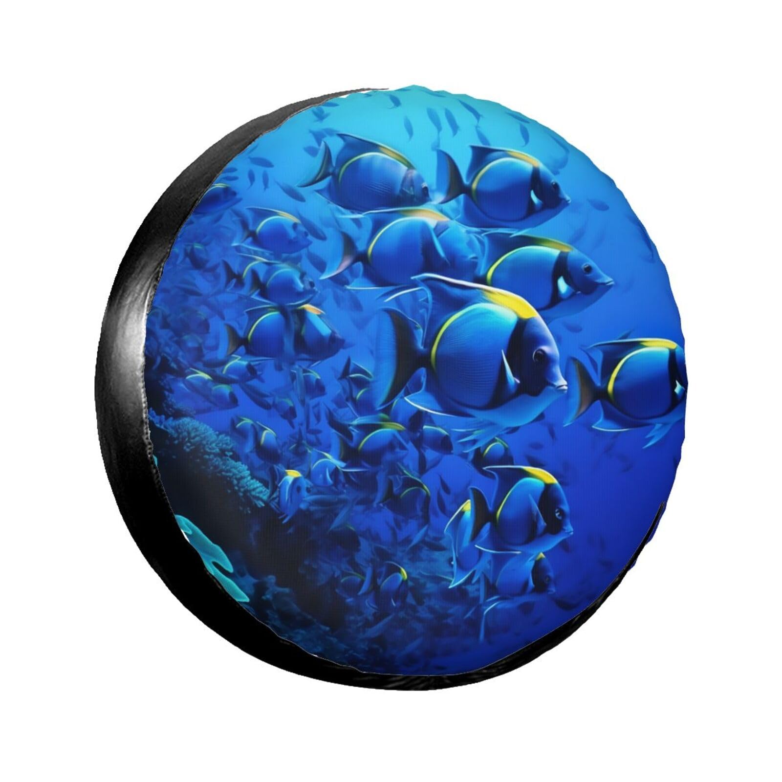 Blue Fishes Ocean Reifenabdeckung, wasserdicht, staubdicht, sonnenfest, Ersatzradabdeckung, geeignet für Anhänger, SUV, LKW usw. 40,6 cm (16 Zoll) von MMSJSBVY