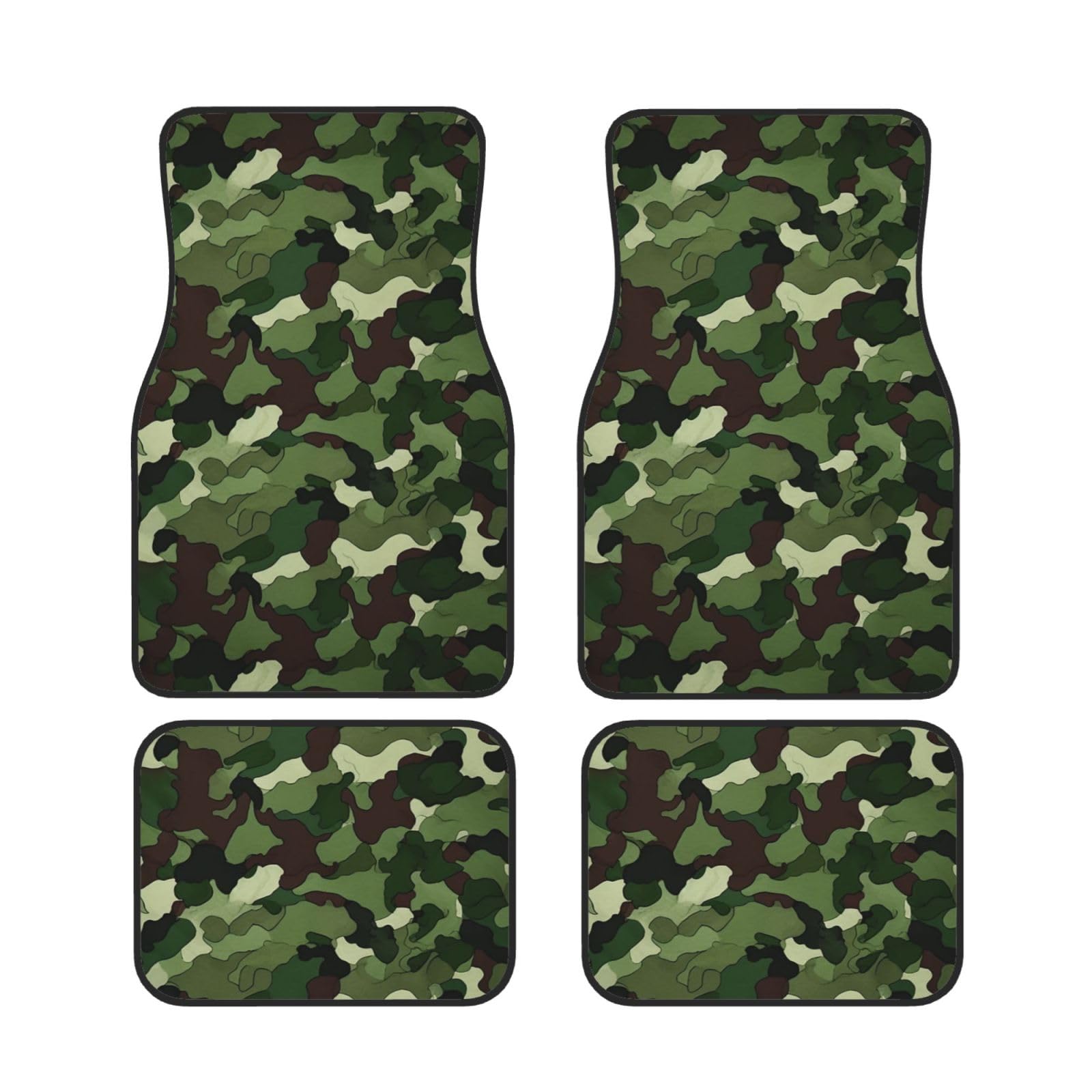 Camouflage Grün Auto Fußmatten 4er Set, Bedruckte rutschfeste Auto Fußmatten Set, geeignet für die meisten Autos SUV LKW Vans von MMSJSBVY